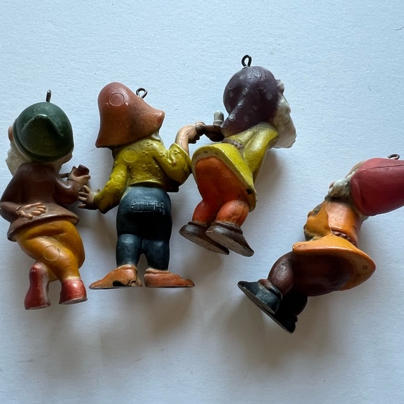 Set Of 4 Vintage Gnome Elf Dwarf Christmas Holiday Ornaments Macau Hong Kong - Picture 5 of 5